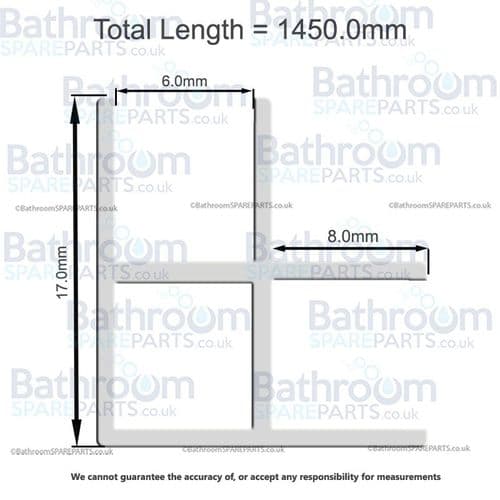 FrontLine Bathrooms L Shaped Blok Bath Bathscreen (850+150)x1500mm Seal Vertical NB6L4