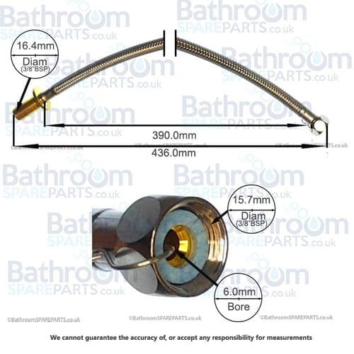 Geberit 390mm 3/8 Braided Hose 261.358.00.1