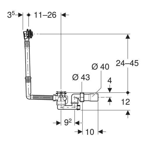Geberit Bathtub Drain with Turn Handle 150.535.21.6