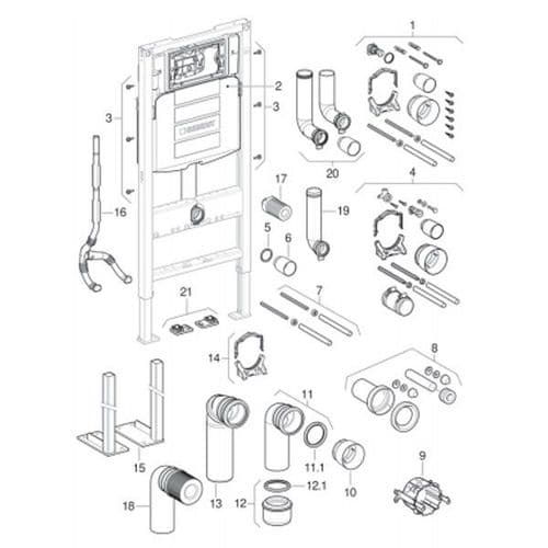 Geberit Duofix Elements For Wall-Hung WC 111.321.00.1 Spare Parts