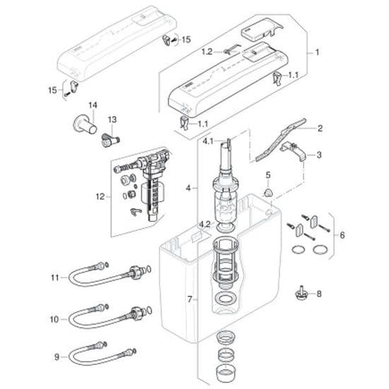 Geberit Exposed Cisterns AP129 Stop-and-Go Flush 129.010.11.1 Spare Parts