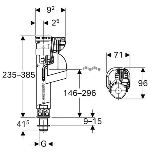 Geberit Filling Valve Type 360 Water Supply Connection At The Bottom 3/8" 281.204.00.1