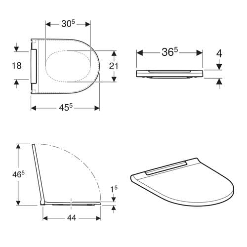 Geberit One Soft Close Quick Release Toilet Seat and Cover White 243.989.11.2