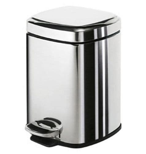 Gedy Square Pedal Bin Soft Close 3 Litre Polished 2209-13