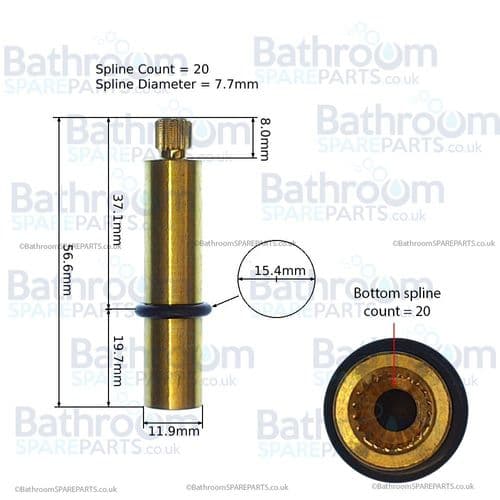 Gessi Extension Spindle For Diverter From 09259 Thermostatic Mixer R2382