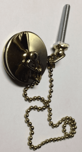 Gold Basin or Bidet Plug with Gold ball Pattern Chain & Stay EBCHA021