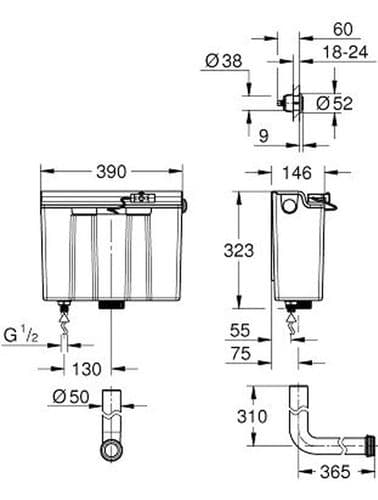 Grohe Adagio Concealed Flushing Cistern 39053000