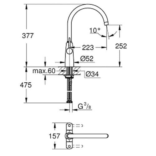 Grohe Ambi Two Handle Kitchen Sink Mixer 30189000