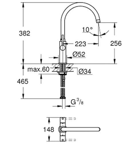 Grohe Ambi Two Handle Kitchen Sink Mixer 30190000