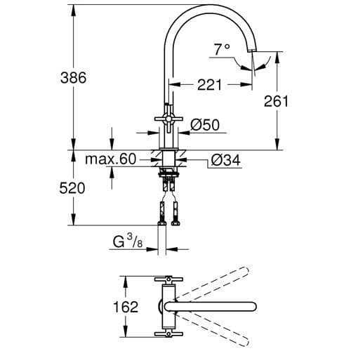 Grohe Atrio Two Handle Kitchen Sink Mixer 30362AL0
