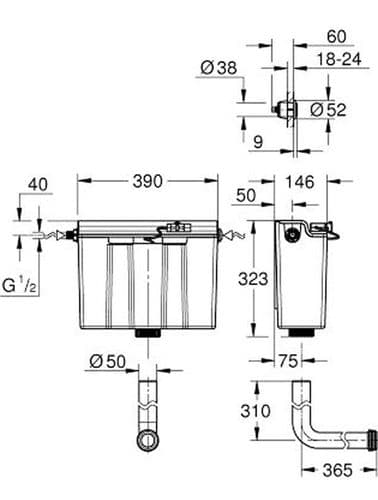 Grohe Concealed Flushing Cistern 39054000