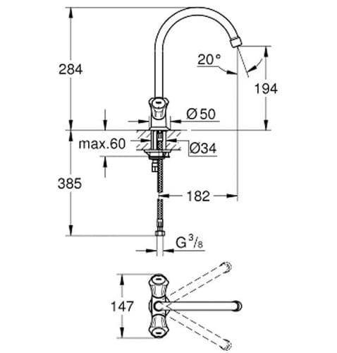 Grohe Costa L Two Handles Kitchen Sink Mixer 31831001