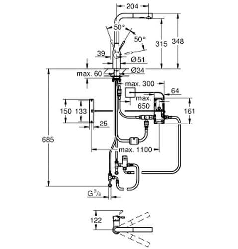 Grohe Essence Foot Control Electronic Single-lever Kitchen Sink Mixer 30311DC0