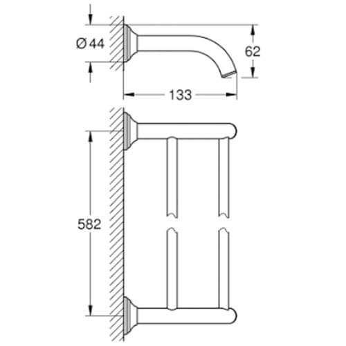 Grohe Essentials Authentic Double Towel Rail 58cm Brushed Nickel 40654EN1