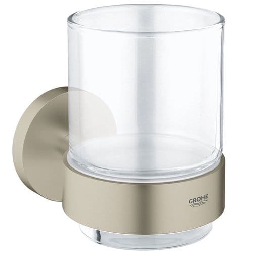 Grohe Essentials Crystal Glass with Holder Brushed Nickel 40447EN1