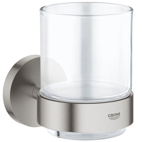Grohe Essentials Crystal Glass with Holder Supersteel 40447DC1
