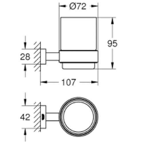 Grohe Essentials Cube Crystal Glass with Holder Chrome 40755001