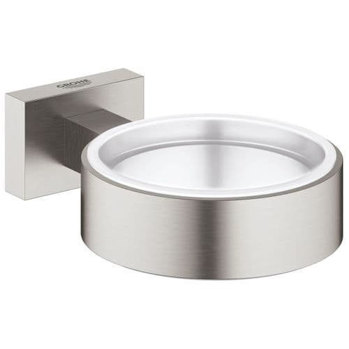 Grohe Essentials Cube Glass Soap Dish Holder Supersteel 40508DC1