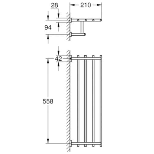 Grohe Essentials Cube Multi Towel Rack 60cm Brushed Hard Graphite 40512AL1
