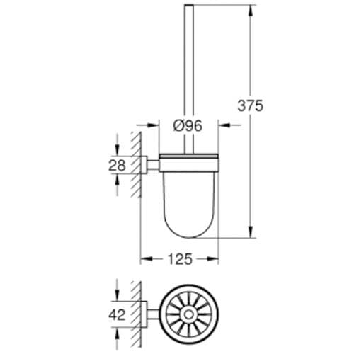 Grohe Essentials Cube Toilet Brush Set Brushed Hard Graphite 40513AL1