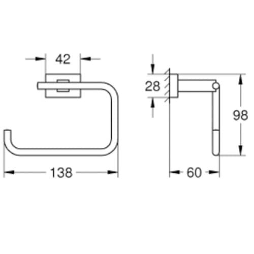 Grohe Essentials Cube Toilet Roll Holder Chrome 40507001
