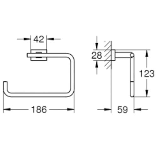 Grohe Essentials Cube Towel Ring Brushed Hard Graphite 40510AL1