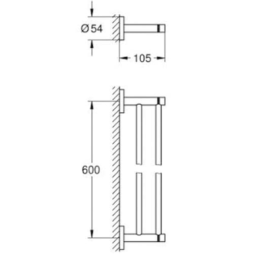 Grohe Essentials Double Towel Rail 65cm Hard Graphite 40802A01