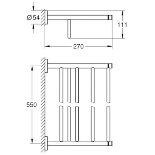 Grohe Essentials Multi Bath Towel Rack 60cm Brushed Cool Sunrise 40800GN1