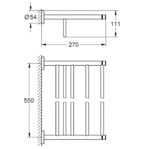Grohe Essentials Multi Bath Towel Rack 60cm Chrome 40800001