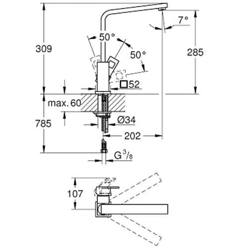 Grohe Eurocube Single-lever Kitchen Sink Mixer 31255000