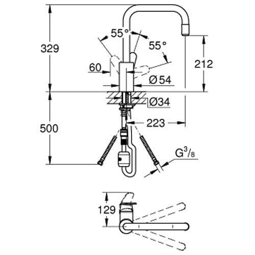Grohe Eurodisc Cosmopolitan Single-lever Kitchen Sink Mixer 31122002