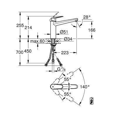 Grohe Eurodisc Cosmopolitan Single-lever Kitchen Sink Mixer 31206002 Spare Parts