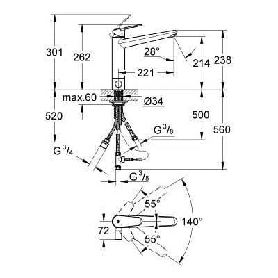 Grohe Eurodisc Cosmopolitan Single-lever Kitchen Sink Mixer 31237002 Spare Parts