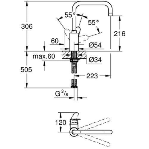 Grohe Eurodisc Cosmopolitan Single-lever Kitchen Sink Mixer 32259002