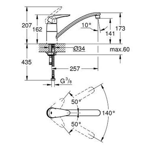 Grohe Eurodisc Single-lever Kitchen Sink Mixer 33770001