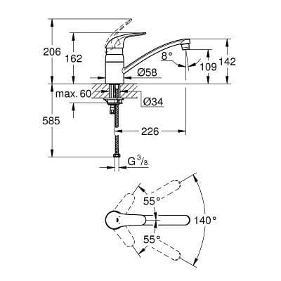 Grohe Euroeco Single-lever Kitchen Sink Mixer 32750000