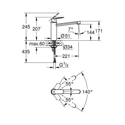 Grohe Eurosmart Cosmopolitan Single-lever Kitchen Sink Mixer 30193DC0 Spare Parts