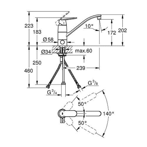Grohe Eurosmart Cosmopolitan Single-lever Kitchen Sink Mixer 31161000 Spare Parts