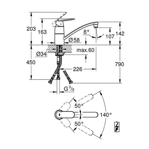 Grohe Eurosmart Cosmopolitan Single-lever Kitchen Sink Mixer 31179000 Spare Parts