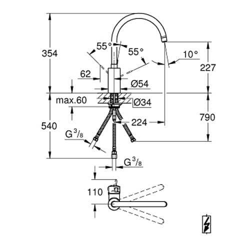 Grohe Eurosmart Cosmopolitan Single-lever Kitchen Sink Mixer 31180000 Spare Parts