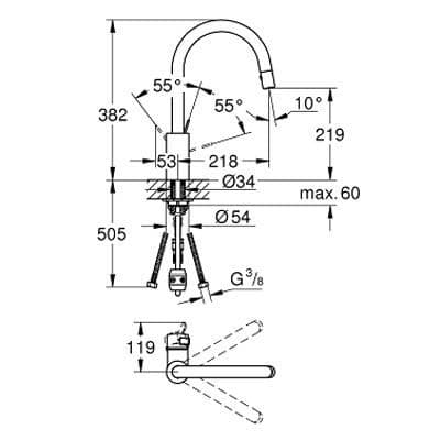 Grohe Eurosmart Cosmopolitan Single-lever Kitchen Sink Mixer 31481000 Spare Parts
