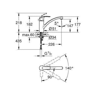 Grohe Eurosmart Single-lever Kitchen Sink Mixer 30260002