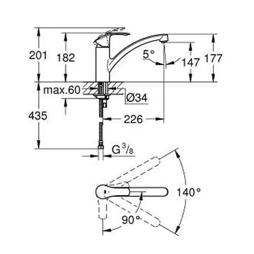 Grohe Eurosmart Single-lever Kitchen Sink Mixer 32221002 Spare Parts