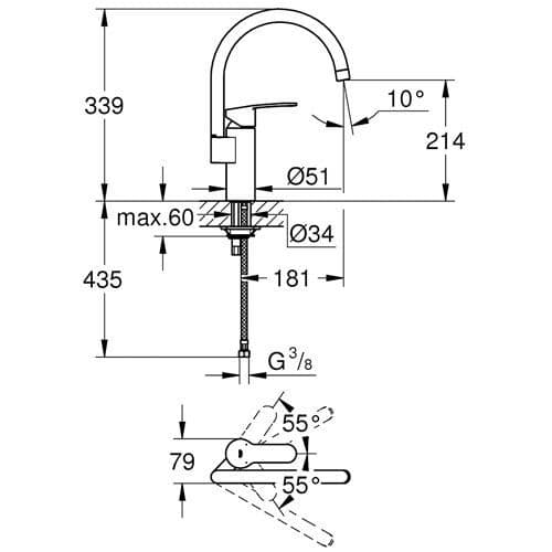 Grohe Eurostyle Cosmopolitan Single-lever Kitchen Sink Mixer 30221002 Spare Parts