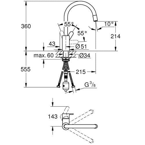 Grohe Eurostyle Cosmopolitan Single-lever Kitchen Sink Mixer 31126004 Spare Parts