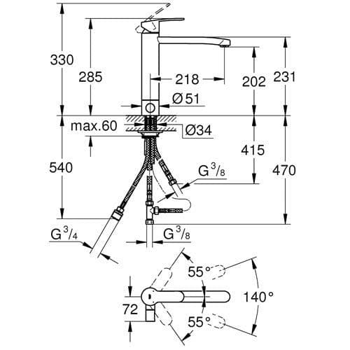 Grohe Eurostyle Cosmopolitan Single-lever Kitchen Sink Mixer 31153002 Spare Parts