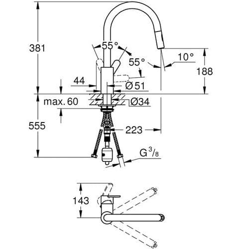 Grohe Eurostyle Cosmopolitan Single-lever Kitchen Sink Mixer 31482003 Spare Parts