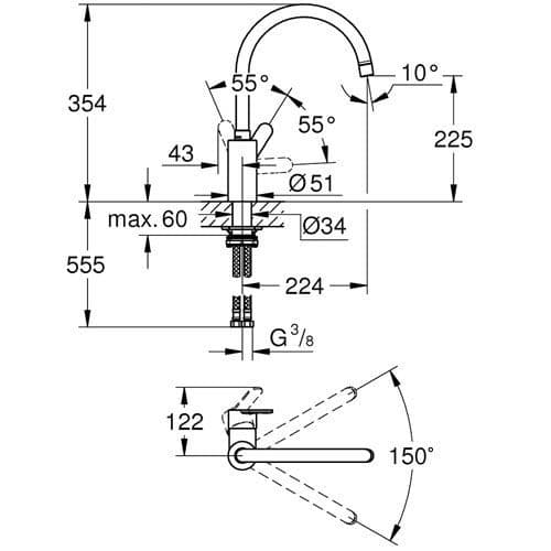Grohe Eurostyle Cosmopolitan Single-lever Kitchen Sink Mixer 33975004 Spare Parts