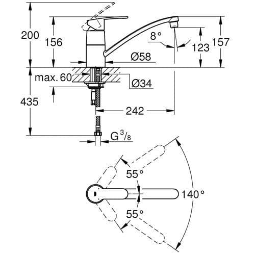Grohe Eurostyle Cosmopolitan Single-lever Kitchen Sink Mixer 33977002 Spare Parts