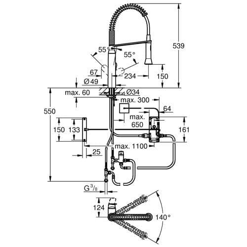 Grohe K7 Foot Control Single-lever Kitchen Sink Mixer 30312DC0 Spare Parts